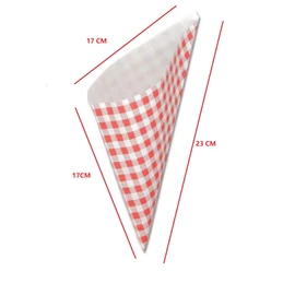 AhGuwa – Disposable Paper Cone for Fries, Chip Cones, Greaseproof Paper Sheets for Food, Take Away, 17x17x23 cm (100 units)