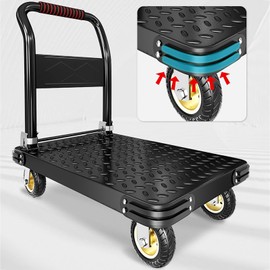MEGURONANA Heavy Duty Platform Truck 2000 lbs Capacity, 36"x24" Moving Flatbed Cart with Wheels and Handle, Utility Push Carts for Luggage Moving, Industry, Restaurant, Collage