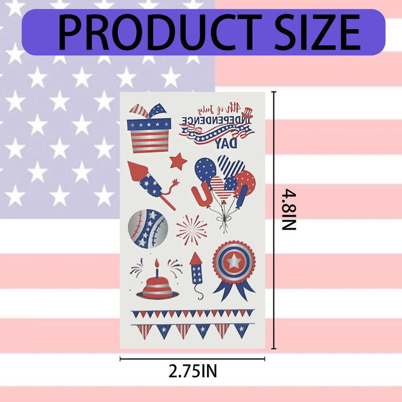 120PCS 10 Sheets Temporary Tattoos,4th Of July Temporary Tattoos,4th Of
