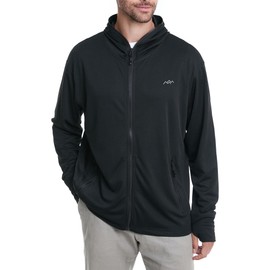 TRAILSIDE SUPPLY CO. Men's UPF50+ Sun Protection Lighweight Running Jackets Full Zip Workout Athletic Jackets Black Medium