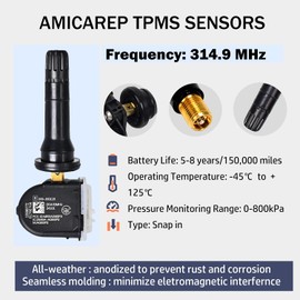 TPMS Sensores de presión de neumáticos GM TPMS Sensores de 314.9 MHz compatibles con Chevy Silverado DRW Colorado Equinox GMC Sierra DRW Buick Encore Envision reemplaza # 13581558 13598772 12768826 (4