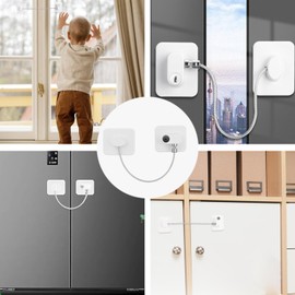 Children's Safety Window, Child Window Safety Lock, Children's Window Lock, Window Fuses Children No Drilling for Windows, Refrigerator, Cupboard, Doors, Car Window, Safety Lock (White)