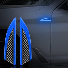 BLAKAYA Universal 2PCS Carbon Fiber Car Fender Stickers Decal Protection Car Side Sticker Reflective Safety Decoration for Cars Trucks Pickup (Blue)