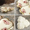 fanquare 3 Compartment Platter, Gold Porcelain Appetizer Serving Tray, Floral