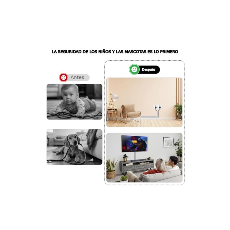 Cubierta de Cable de Suelo 6.6FT, Organizador Cables Autoadhesivo Silicona,