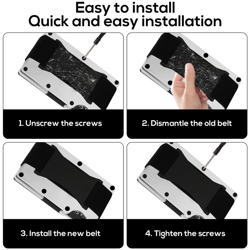 Wallet Elastic Band Replacement, Minimalist Wallet Repair Kit Including Screws