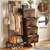 Lewondr Dresser with Hanging Rack and Storage Drawers, Brown Wood