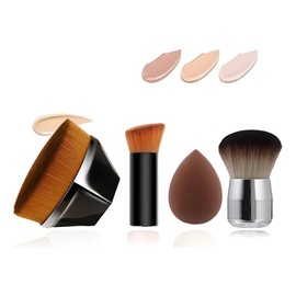 Brochas De Maquillaje Kabuki Para Base Con Esponja Color Negro