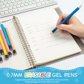 Linbsunne Erasable Gel Pens 0.7mm Medium Point Smooth Writing 12 Assorted Colors Ink Pens for Writing, Drawing, Journaling, Planner (C-12count)