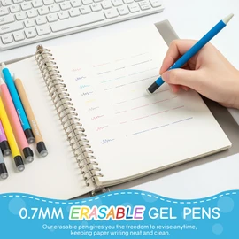 Linbsunne Erasable Gel Pens 0.7mm Medium Point Smooth Writing 12 Assorted Colors Ink Pens for Writing, Drawing, Journaling, Planner (C-12count)