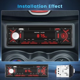 Hikity Car Radio Bluetooth 5.0 Car Radio Bluetooth Radio 1Din Car Radio with FM Bluetooth Hands-Free Kit 2USB AUX Quick Charge (5V/2A) Remote Control MP3 Player Compatible iOS and Android