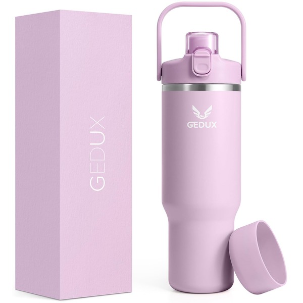 Gedux 32 oz Stainless Steel Tumbler with Handle and Straw,