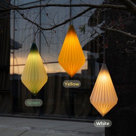 Battery Operated Outdoor Hanging Lantern, Foldable Paper Lantern with String Waterproof Hanging Light for Backyard Indoor Pendant Lanterns Chandelier Paper Lamp for Porch Patio Yellow