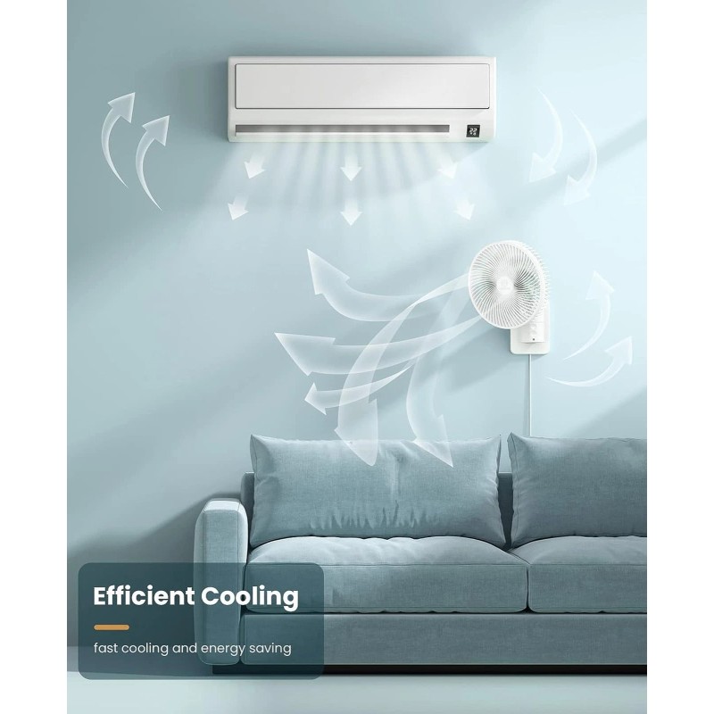 LEMOISTAR 8 Inch Small Wall Mounted Fan with Remote Control,