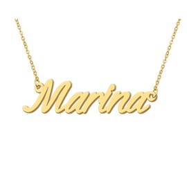 Aoloshow Marina Name Initial Necklace Stainless Steel 18k Gold Plated Carrie Name Necklace New Mama Bridesmaids Jewelry