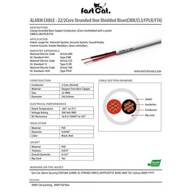 fast Cat. Solid Copper Fire/Alarm Wire/Security Cable - PVC Jacket, Unshielded, (CMR-CL3R-FT4) Rated in-Wall Use- UL Rated - 500Ft Coil (22AWG 4C STR Coil, Black)