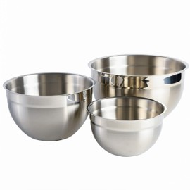 Babish 3-Piece Stainless Steel Mixing Bowl Set – Nesting Metal Bowls for Baking, Cooking, and Meal Prep – Durable & Dishwasher Safe