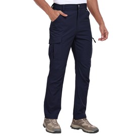 Zalify Men's Hiking Cargo Pants Water Resistant Quick Dry Lightweight Fishing Camping Cycling Travel Outdoor Pants Navy M