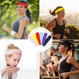 Uootach Pack of 6 Sports Headbands, Non-Slip, Breathable Headband, Elastic Stretch Hair Bands, Men, Women, Multicoloured Hair Band, Ideal for Jogging, Yoga, Fitness, Cycling, Sports