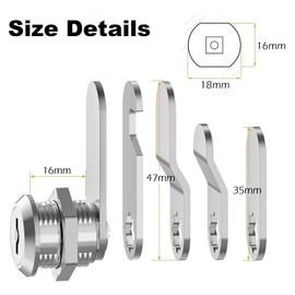 Cabinet Lock, Post Box Lock, Cam Locks, Comes with 6 Keys and 5 Different Locks Plates - Multi-Purpose for Cabinet, Cupboard, Mailbox, Drawer & Post Box