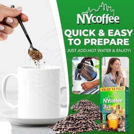 10 Pack x 10 Sachets NY Coffee 3-in-1 IRISH Coffee Drink (Total 100 Sachets) - A perfect blend of coffee, creamer, and sugar