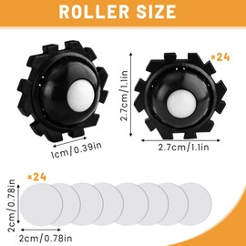 Realand 24pcs Splicable Mini Caster Wheels, 360° Swivel Self Adhesive Appliance Sliders Rollers, Mute Stick on Wheels for Kitchen Appliances Planters Small Furniture, Black