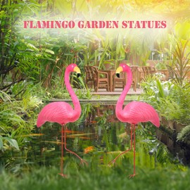 Pink Flamingo Yard Decorations Pack of 2 Flamingo Decor Ornaments for Outdoor Lawn and Garden