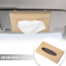 X AUTOHAUX Tissue Holder Sun Visor Napkin Holder Visor Tissue Case PU Leather Beige for Car SUV Truck White