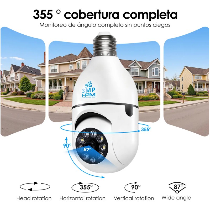 5g Cámara De Seguridad Wifi De 360° Visión Nocturna Alarma