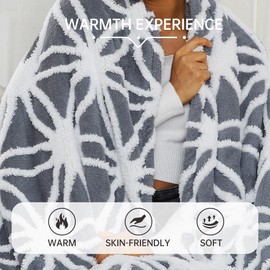 McJaw Electric Heated Blanket 50" x 60" Throw Size Cozy Jacquard Polar Fleece Heated Blanket, 5 Heating Levels & 3 Hours Auto-Off, Keep Warm - Grey