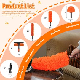 LAANPOLE 26FT High Reach Duster Cleaning Kit with Extension Pole, High Ceiling Fan Cleaner Duster Tool for Fan Blades, Window Washing Kit with Microfiber Feather Duster & Window Squeegee