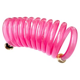 SANFU EVA Recoiled Garden Water Hose 3/8"ID x 10ft Premium With 3/4"Inch Brass Fittings Retractable, Flexible, Swivel Female, Outdoor Patio Hose Marine&Boat, Transparent Pink(10')