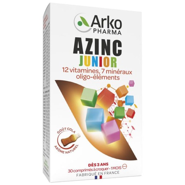 Azinc Arkopharma Azinc Junior12 Vitamines, 7 Minéraux 30 comprimés, Cola