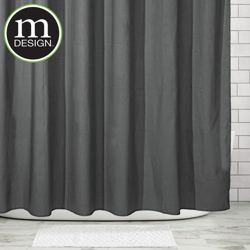 mDesign Luxury Shower Curtain, Waffle Design, Easy Care and Machine