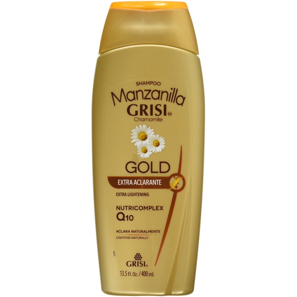 Manzanilla Grisi Gold Extract Lightening Shampoo, Extra lightening and glowing effect hair, with Chamomile Flower Extract and Turmeric 13.50 Fl Oz