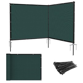 PATIO Fence Privacy Screen 6'x12' Outdoor Freestanding Panels Fencing Screen Cover with Metal Pole Temporary Net Barrier for Backyard Garden Deck Pool, Green