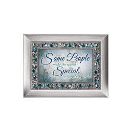 Cottage Garden Some People Make World Special Brushed Silvertone Jewelry Music Box Plays Wonderful World