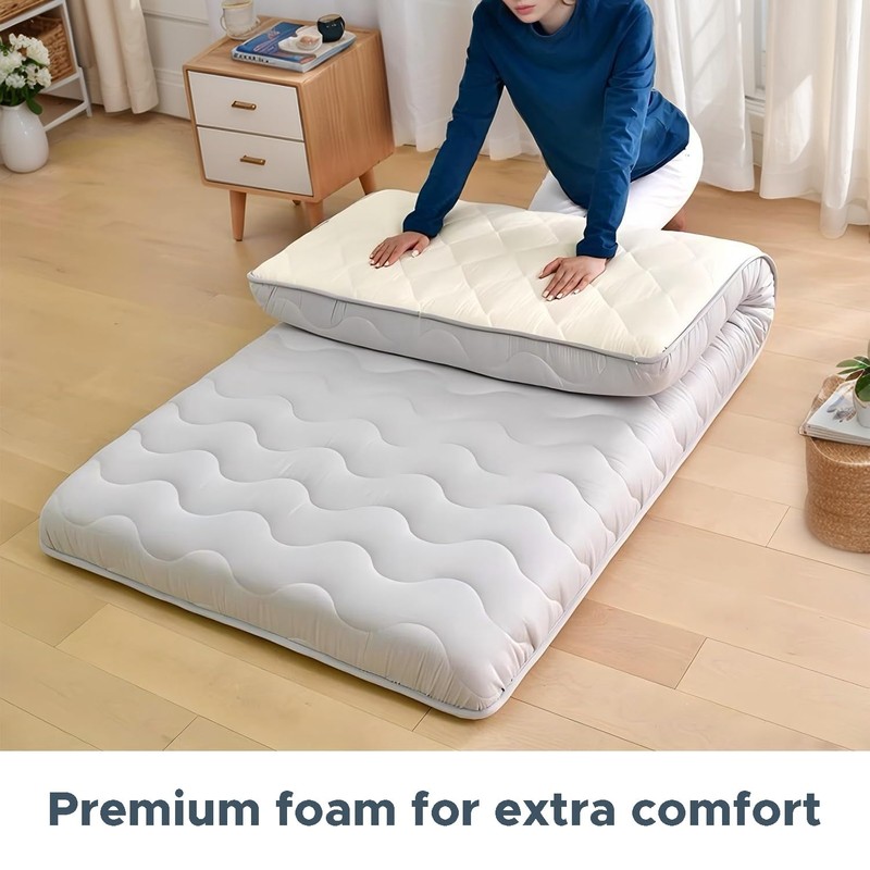 Japanese Floor Mattress, 100% High Density Comfortable Foam, 4" Thicken