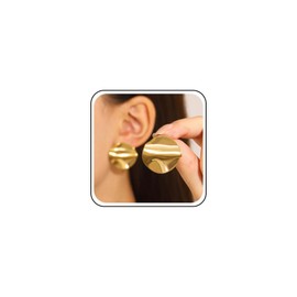 Inateannal Boho Texture Disc Coin Earrings Disc Coin Stud Earrings Large Gold Round Earrings Round Statement Earrings Geometric Irregular Circle Drop Earring