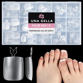 UNA GELLA Square Toe Nail Tips Big Long 312Pcs 15Sizes, Full Cover Soft Gel Toe Nail Tip Pre-Etched Fake Acrylic Toe Nail Press Ons for Big Toe Nail Extensions Pedicure Home DIY Nail Salon Soak Off