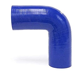 HPS Performance 1-1/2" ID, 10" Leg, 90 Degree Silicone Elbow Coupler Hose, High Temp 4-ply Reinforced, Blue (HTSEC90-150-L10-BLUE)