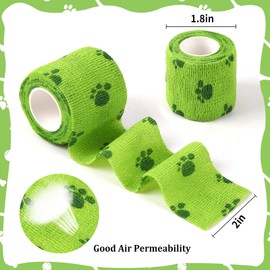 SANNIX 5 Rolls Pet Vet Wrap for Dogs Cats Horse Self Adherent Bandage 2 inch No Woven Elastic Dog Paw Pattern Cohesive Tapes for Finger Wrist Ankle Sports and Stretch Athletic