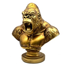 XINDAM Strong Gorilla Figurine Orangutan Animal Statue Decorative Home & Office Figurines Home Office Display Craft Living Room Decor Ornaments for Tabletop Vintage Gold