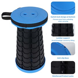 gnisbis Upgraded Collapsible Stool, Folding Chair with Switch Lock - Prodable Camping Stool with Load Capacity 400lbs, Retractable Collapsible Stool for Camping Fishing Hiking