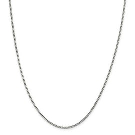 Chain Necklace White Sterling Silver Curb 16 in 2 mm Rhodium-plated 2mm