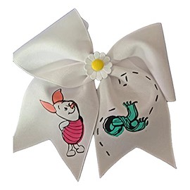 Cheer Bows White Piglet with Flower center Hair Bow