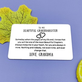 Jielahua Granddaughter Gifts from Grandma Engraved Wallet Insert Card Graduation Birthday Gifts for Granddaughter Christmas Thanksgiving Gifts for Granddaughter Best Granddaughter Gifts