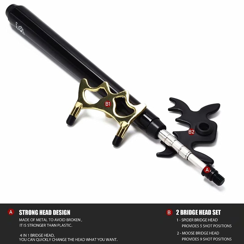 Collapsar Retractable Billiards Pool Cue Stick Bridge with Removable Metal