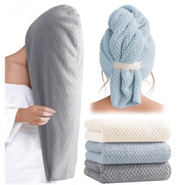 ROLSHOL Microfiber Hair Towel Wrap for Women, 3 Pack Extra Large Absorbent Turbans for Curly, Long & Short Hair, Anti-Frizz Design, Fast- Drying & Secure Fit (11”x32”)