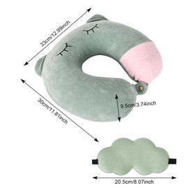 Nackenkissen Reisekissen, Nackenhörnchen Memory Foam, U Förmiges Nackenkissen mit Schlafmaske, Tragbar Nackenstützkissen für Reisen Auto Zug Flugzeug Büro Nickerchen Camping
